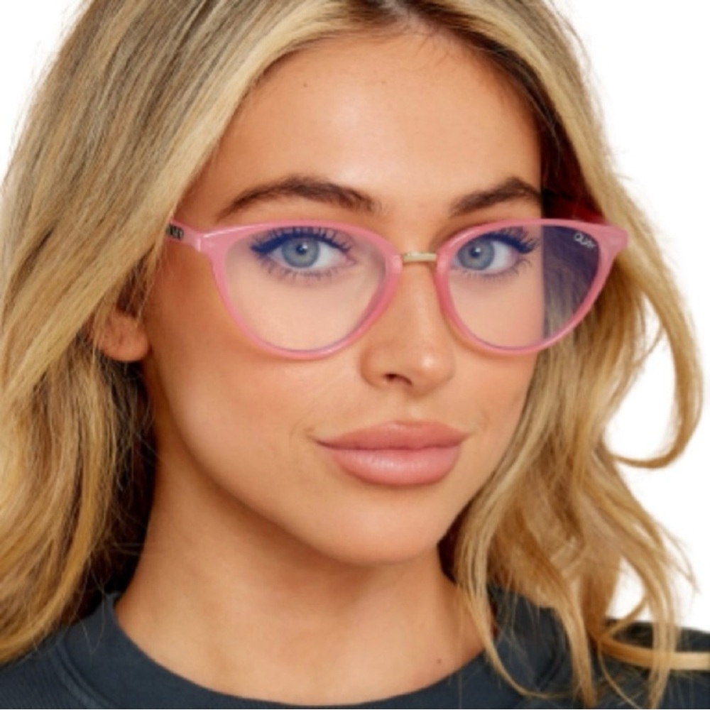 QUAY Rumours Blue Light Glasses Pink Crystal Frame Bluelight Blocking Lens NWT - Picture 9 of 9